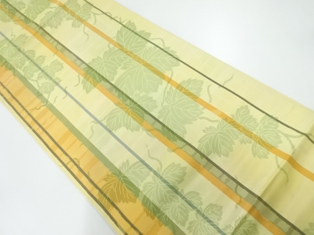 縞に蔦の葉模様織出し袋帯